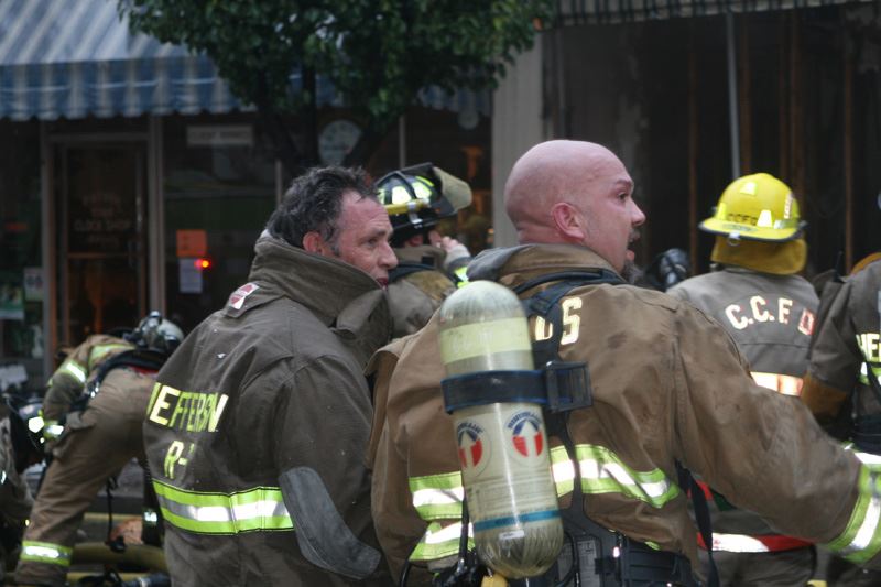 Firefighters talking